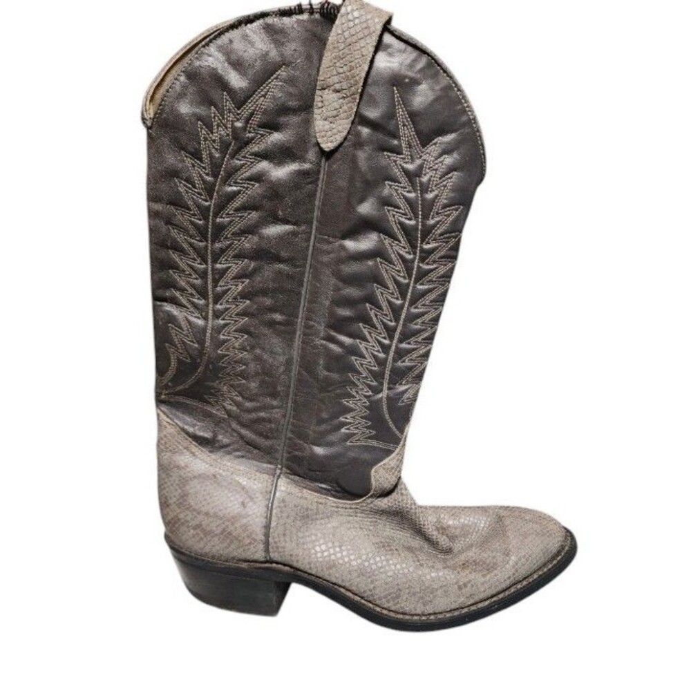 TEXAS Vintage Gray Snakeskin Cowboy Boots Size 9.5D